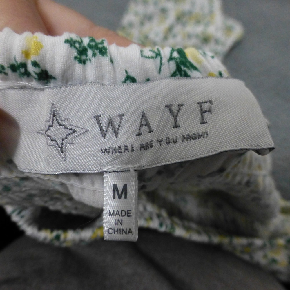 WAYF Jumpsuit Womens Medium Floral Smocked Square Neck Wide Leg - Picture 7 of 13